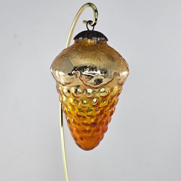Vintage Kugel Style Grape Cluster Shaped Yellow Orange Glass Christmas Ornament - Picture 2 of 7